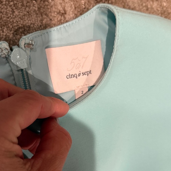 Sz 2 Cinq à Sept Asymmetrical Aqua Mini Dress - Picture 2 of 6